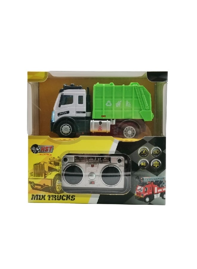 شاحنة قمامة مزودة بجهاز تحكم عن بعد بأربع اتجاهات للأطفال أخضر وأبيض 16.2 × 7.5 × 17 سم 6158-H7